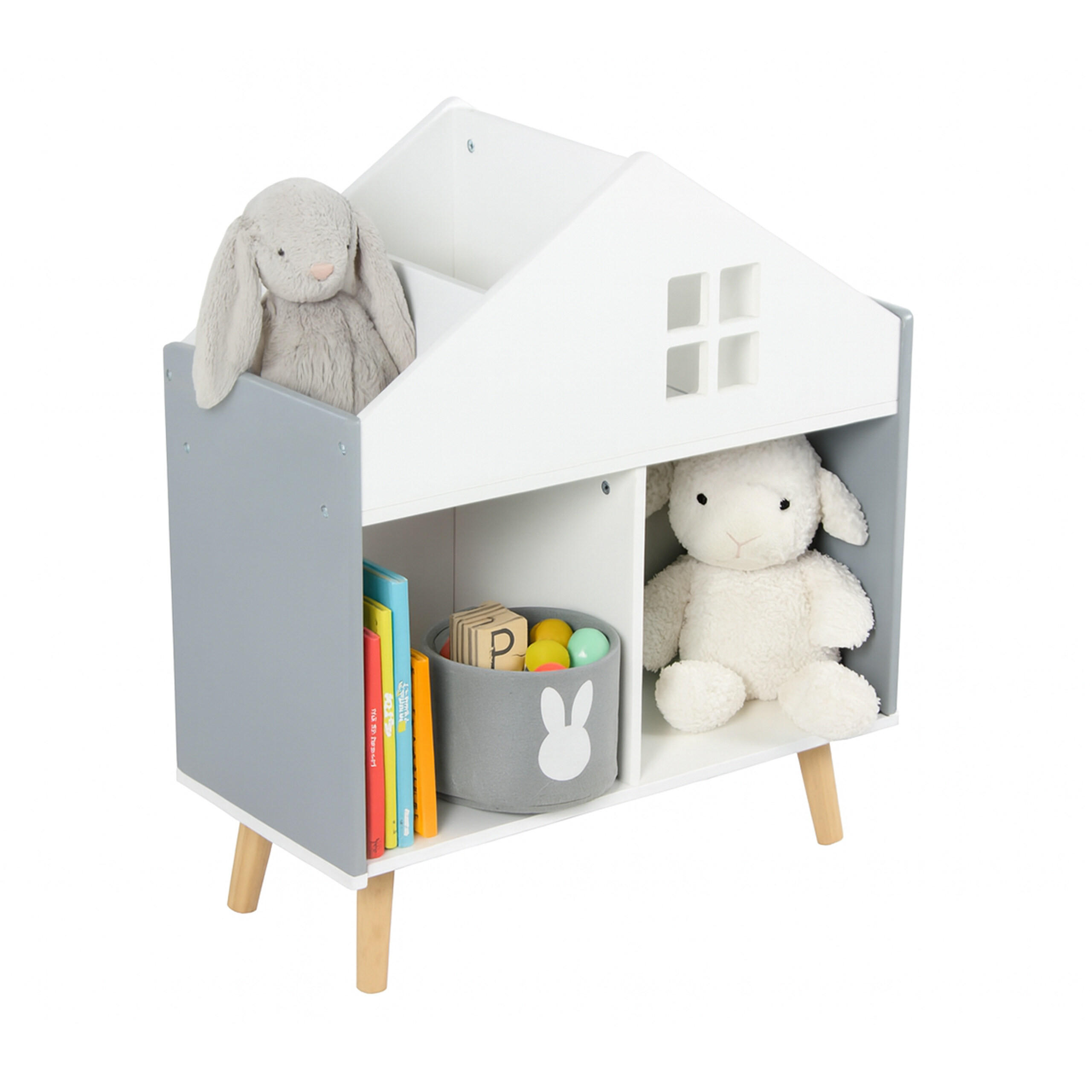 KINDERREGAL - Weiß, Holz/Holzwerkstoff (60/65.7/30cm) - Relaxdays