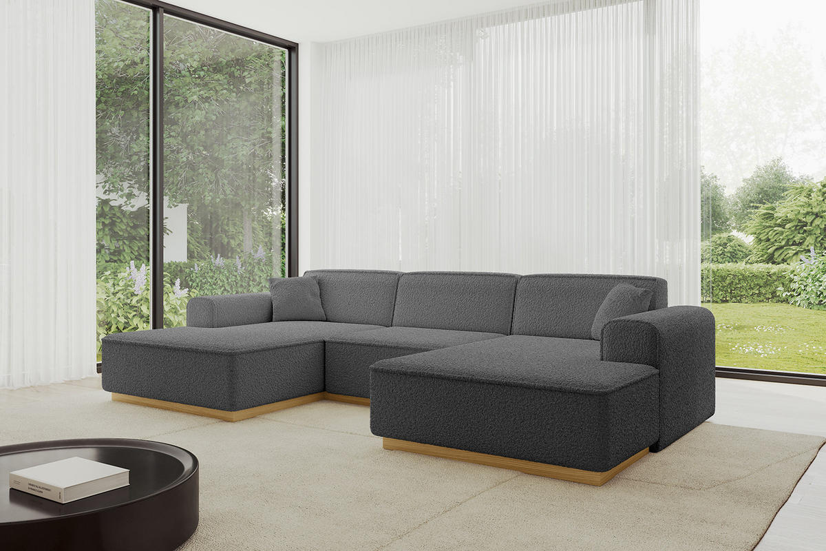 WOHNLANDSCHAFT IREA-U1-v2 - 297x165x81 cm Grau - Grau, Holzwerkstoff/Textil (297/81/165cm) - ALTDECOR