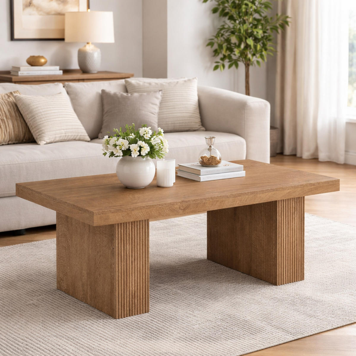 COUCHTISCH Holz modern rechteckig 120/60/45 cm - Akaziefarben, Holzwerkstoff (60/120/45cm) - Quality Elegance