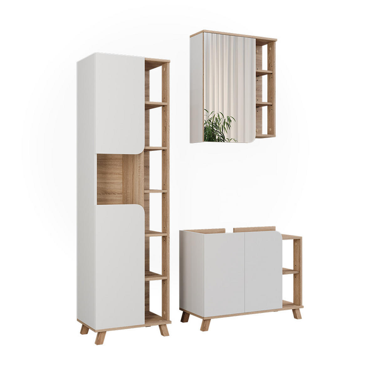 KOUPELNOVÝ NÁBYTEK Karen Sonoma/bílá - bílá/Sonoma dub, kompozitní dřevo (80/65/35cm) - Vicco