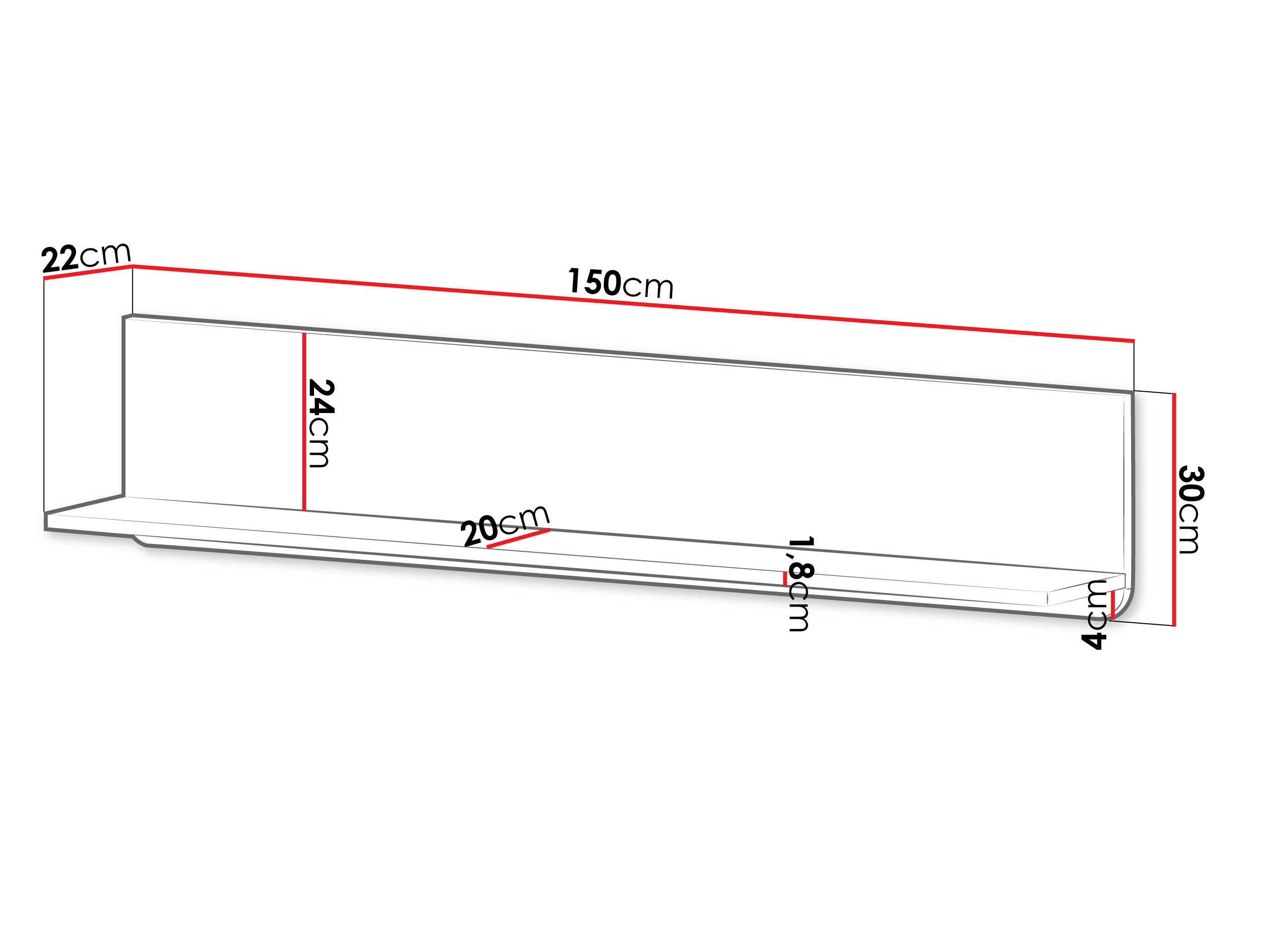 WANDBOARD Marly RE18 - Kaschmir/Grau, Holzwerkstoff (150/30/22cm) - MIRJAN24