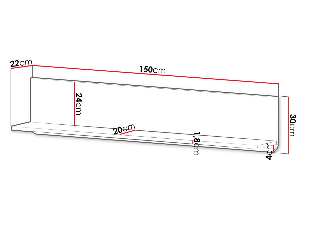 WANDBOARD Marly RE18 - Kaschmir/Nussbaumfarben, Holzwerkstoff (150/30/22cm) - MIRJAN24