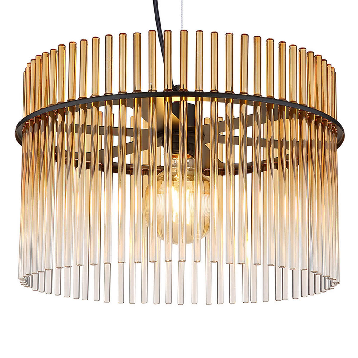 LED HÄNGELEUCHTE Metall Amber Orange - Orange, Glas (40/40/150cm) - Globo Lighting