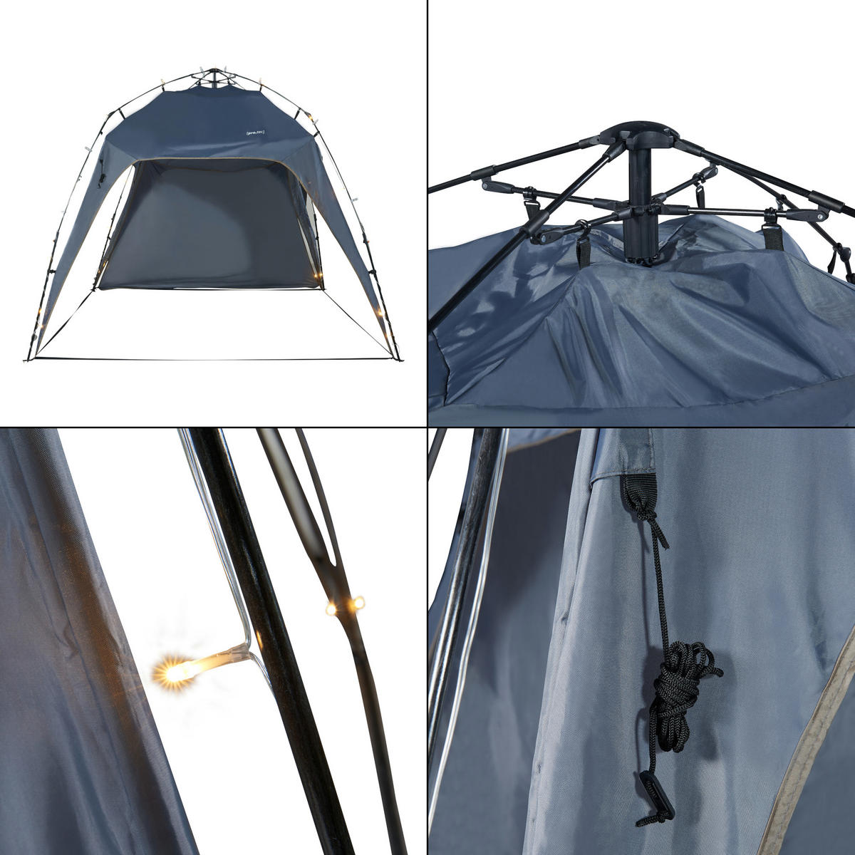 LED-PAVILLON Barendrecht - Grau, Textil (250/190/250cm) - pro.tec