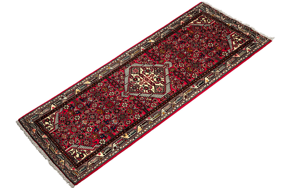 LÄUFER Orient handgeknüpft Assadabad Rot 201/77 cm Schurwolle - Rot, Textil (77/201cm) - Looma
