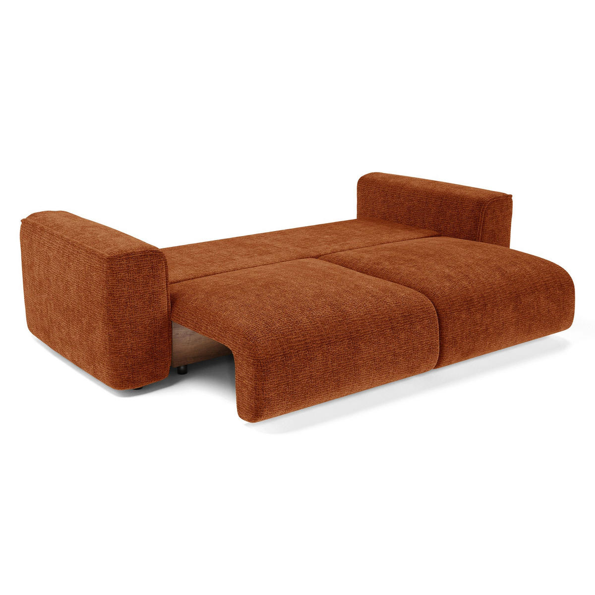 SCHLAFSOFA mit Stauraum COMO Kettgewebe mit weichem Griff Terrakotta 254cm - Dunkelorange/Terracotta, Textil (254/78/95cm) - Premium Interiors