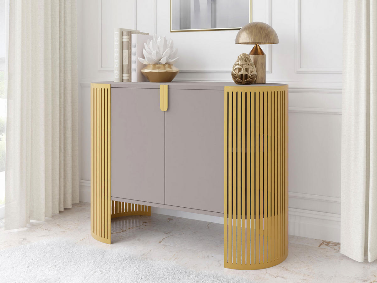 KOMMODE Fikoli Gold - Kaschmir/Goldfarben, Holzwerkstoff/Metall (120/90/40cm) - MIRJAN24