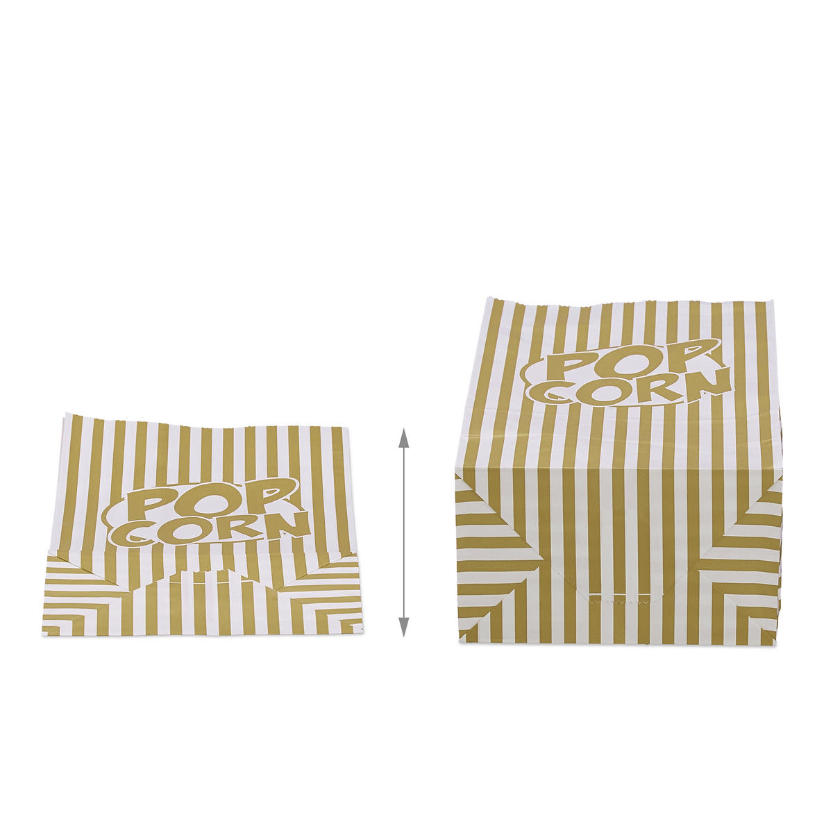 144XPOPCORNTÜTEN - Beige, Papier (13/26/8cm) - Relaxdays