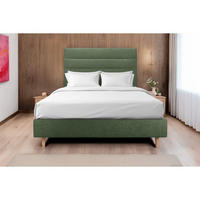 KOPFTEIL Modell Linien – Khakigrüner Stoff 180 cm - Beige/Olivgrün, Karton/Holz (180/120/10cm) - Sommeil de Plomb