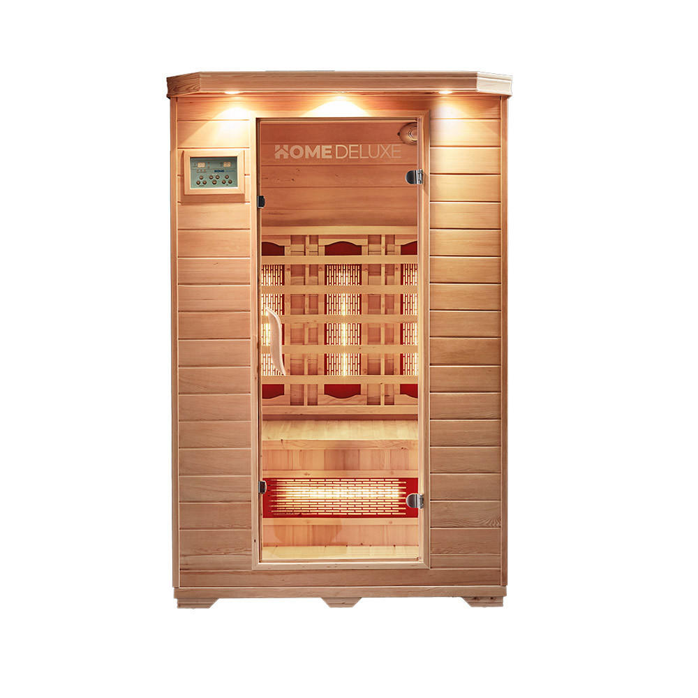INFRAROTKABINE REDSUN M - mit Vollspektrumstrahler - Braun, Holz (120/190/105cm) - Home Deluxe