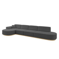 ECKSOFA Ottomane Links MARI-L3-v2 - 413x171x83 cm Grau Bouclé - Grau, Holzwerkstoff/Textil (413/171cm) - ALTDECOR