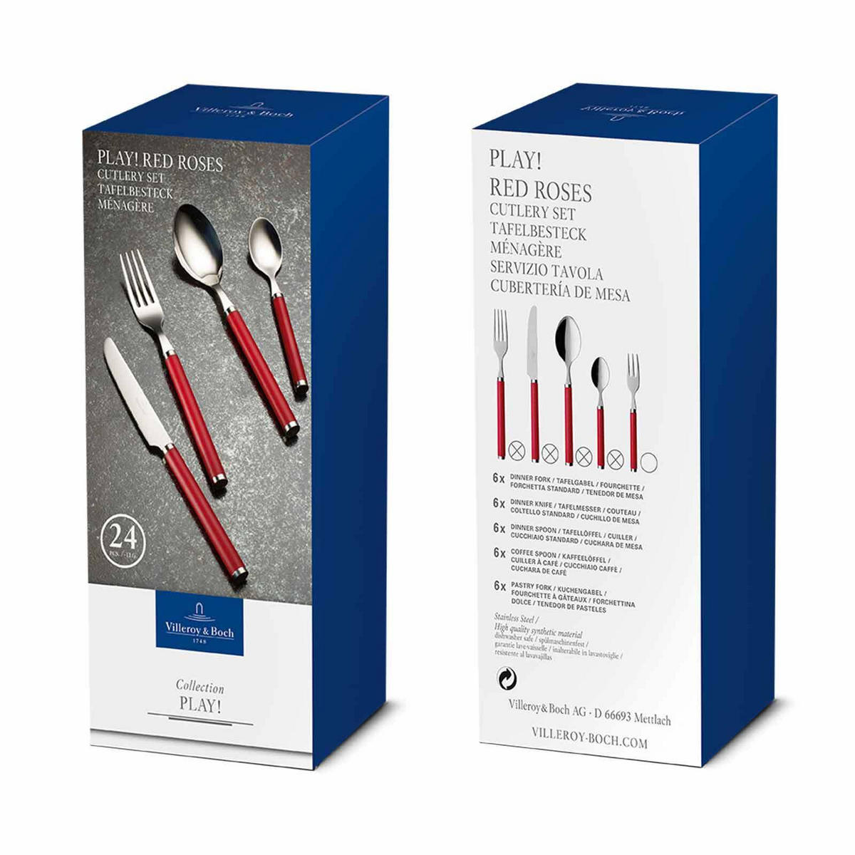 TAFELBESTECK Play! Red Roses 24er Set - Rot, Metall - Villeroy & Boch