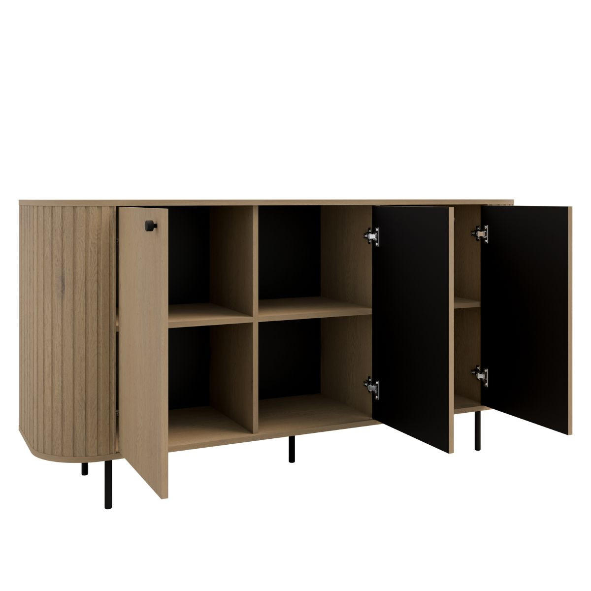 KOMMODE mit Lamellen japandi Eiche cremona OVI - Braun, Holzwerkstoff (165/85/42cm) - Compleo24