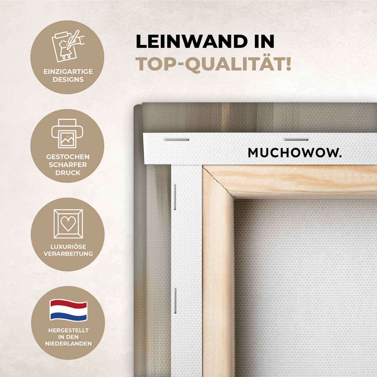 LEINWANDBILD Gemälde - Baum - Abstrakt - Blätter Gemälde 60x40 cm - Beige, Textil (60/40cm) - MuchoWow