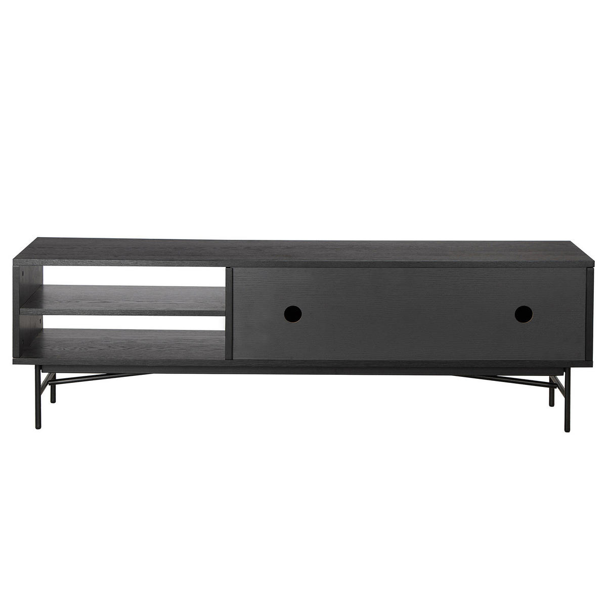 TV-LOWBOARD - Echtholzfurnier - 160 cm - Eichefarben/Schwarz, Holzwerkstoff/Metall (160/50/40cm) - home24