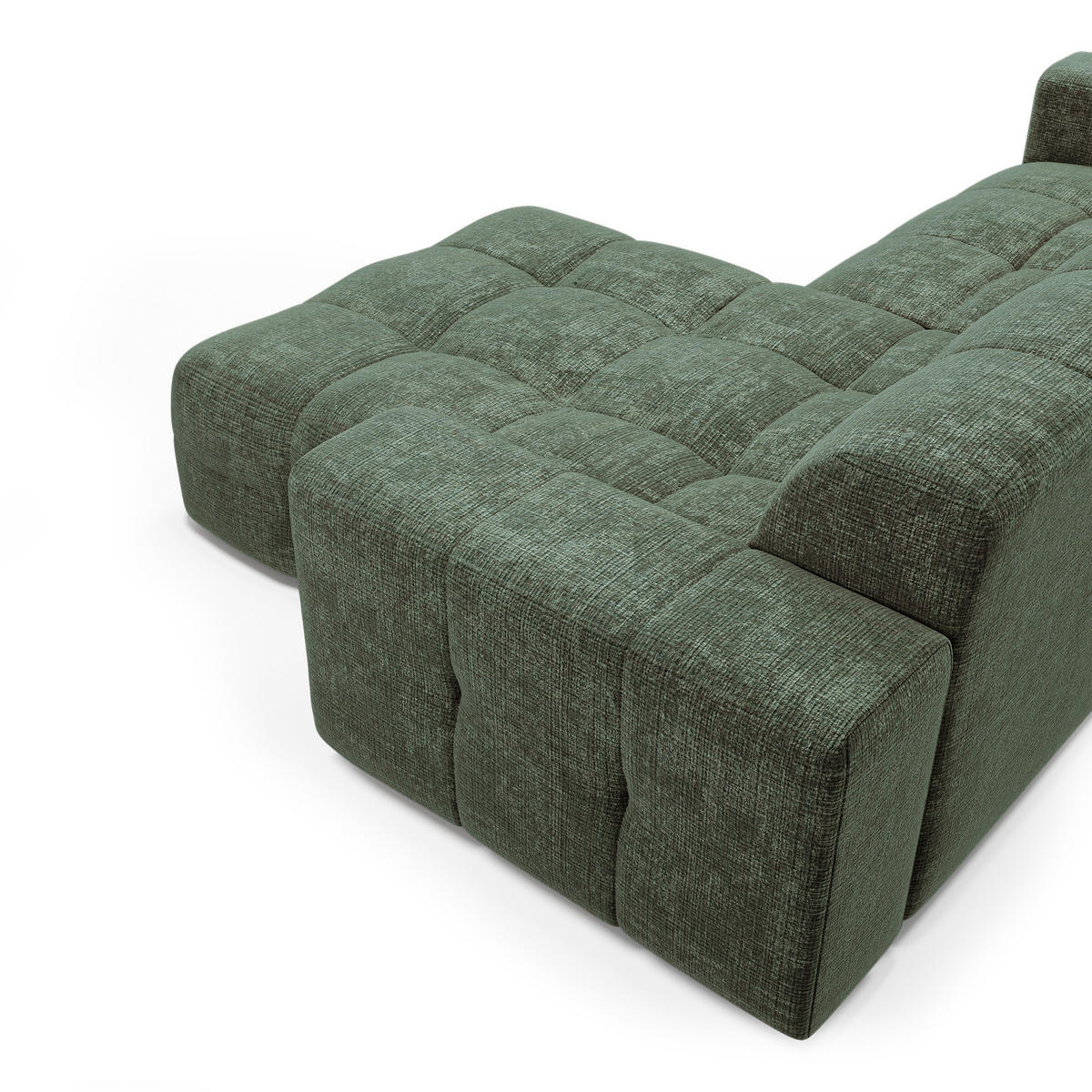 ECKSOFA RECHTS geprägter Samt smaragdgrün 230cm - Smaragdgrün, Textil (155/230cm) - Sia Home