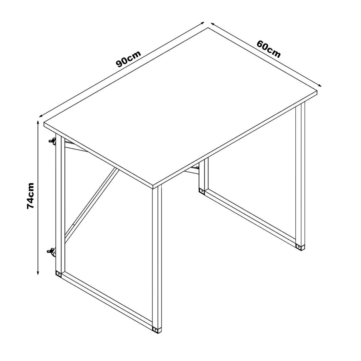 SCHREIBTISCH Tjeldsund - Eichefarben/Schwarz, Holzwerkstoff/Metall (60/90/74cm) - [en.casa]