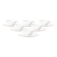 TEETASSEN MIT UNTERTASSEN Liberty Goldrand weiß-gold 140 ml 6er Set - Goldfarben/Weiß, Keramik (0.14L) - Seltmann Weiden