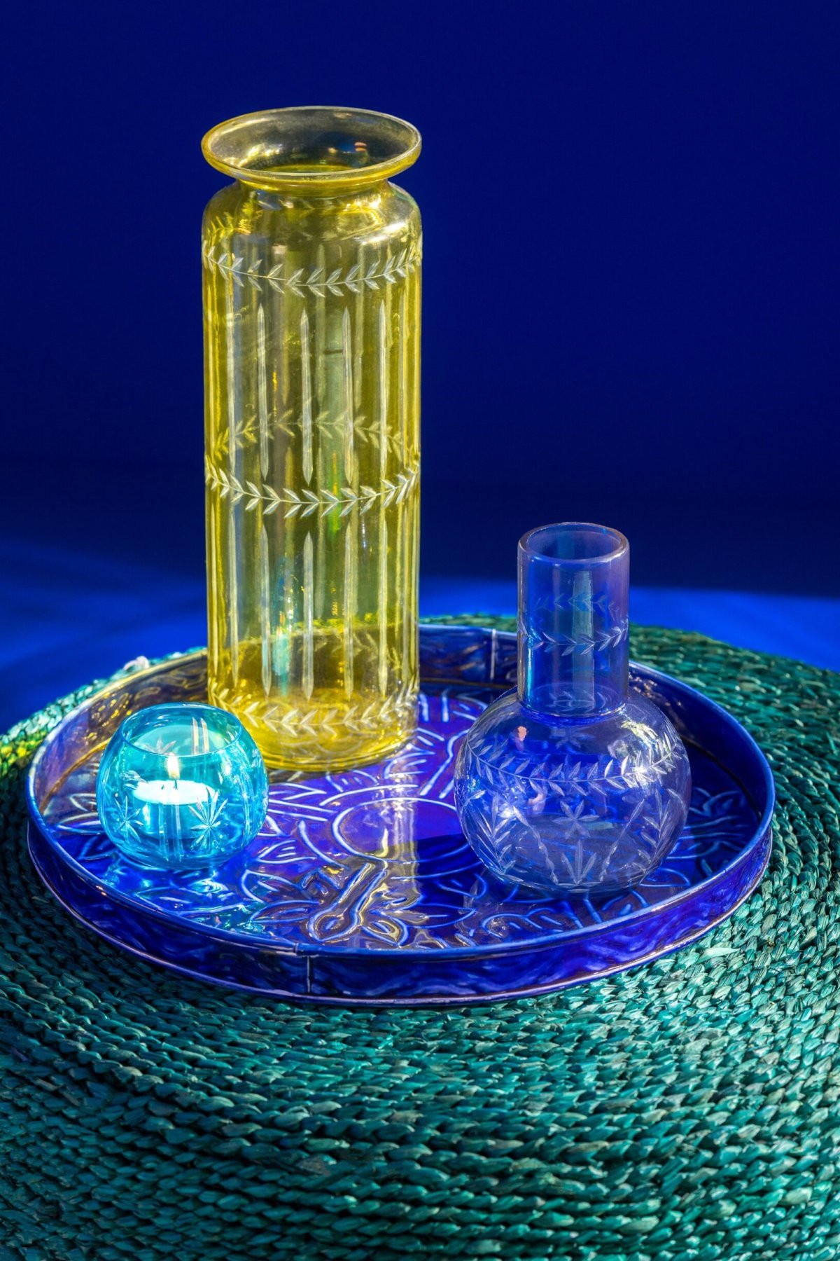VASE TARIFA - Glas - Multi - 3er Set - Ø 10 cm - Multicolor, Glas (30cm) - J-Line