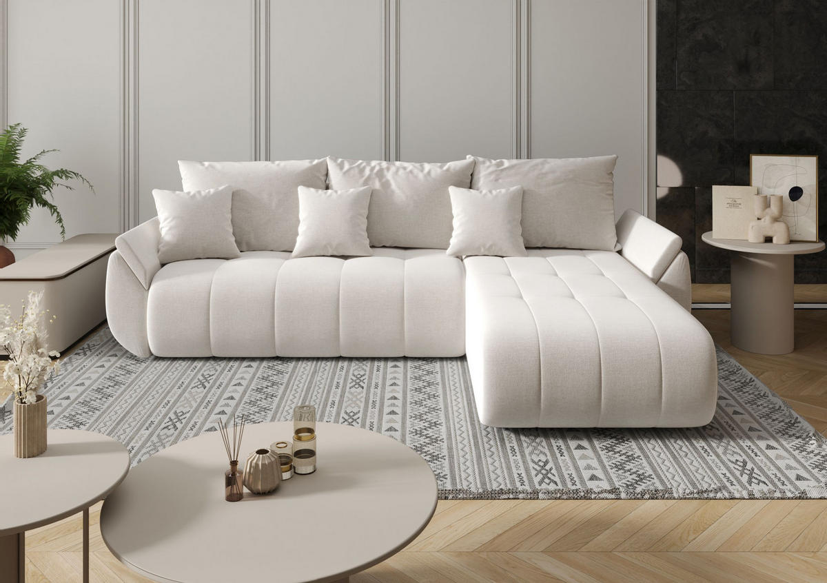 ECKSOFA mit Schlaffunktion TOKYO Wind 05 - Beige, Textil (280/185cm) - Bedante