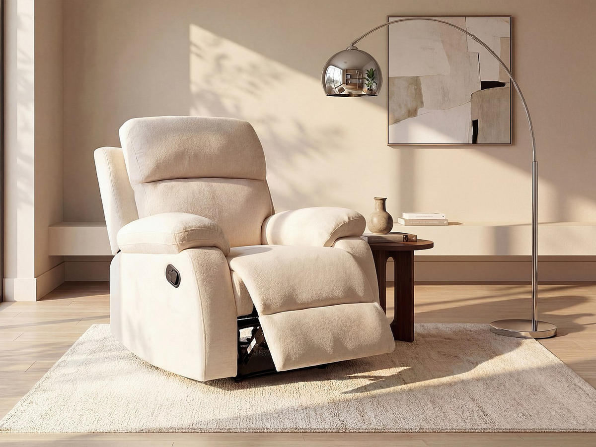 RELAXSESSEL - 1 Person - Stoff - Beige - - Beige, Textil (91/100/96cm) - Vente-Unique