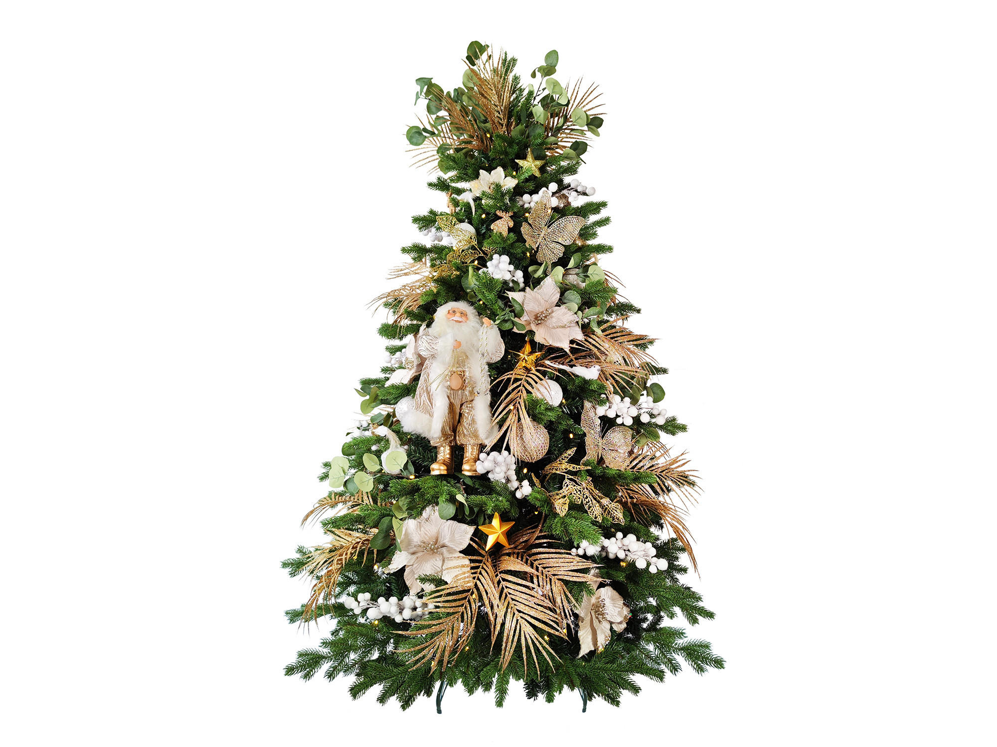 LAALU WEIHNACHTSBAUM geschmückt künstlich mit 106 Ornamenten CHAMPAGNE II 180 cm Baum mit Ständer und Weihnachtsornamenten - Champagner/Goldfarben, Kunststoff (180cm) - LAALU