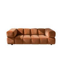 SOFA 3-Sitzer, Couch, Veloursstoff Bluvel, Zimtfarbe, Averro - Orange, Holz (240/70/96cm) - Kaiser Möbel