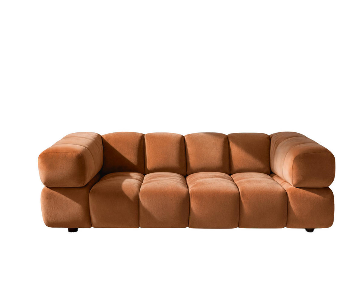 SOFA 3-Sitzer, Couch, Veloursstoff Bluvel, Zimtfarbe, Averro - Orange, Holz (240/70/96cm) - Kaiser Möbel
