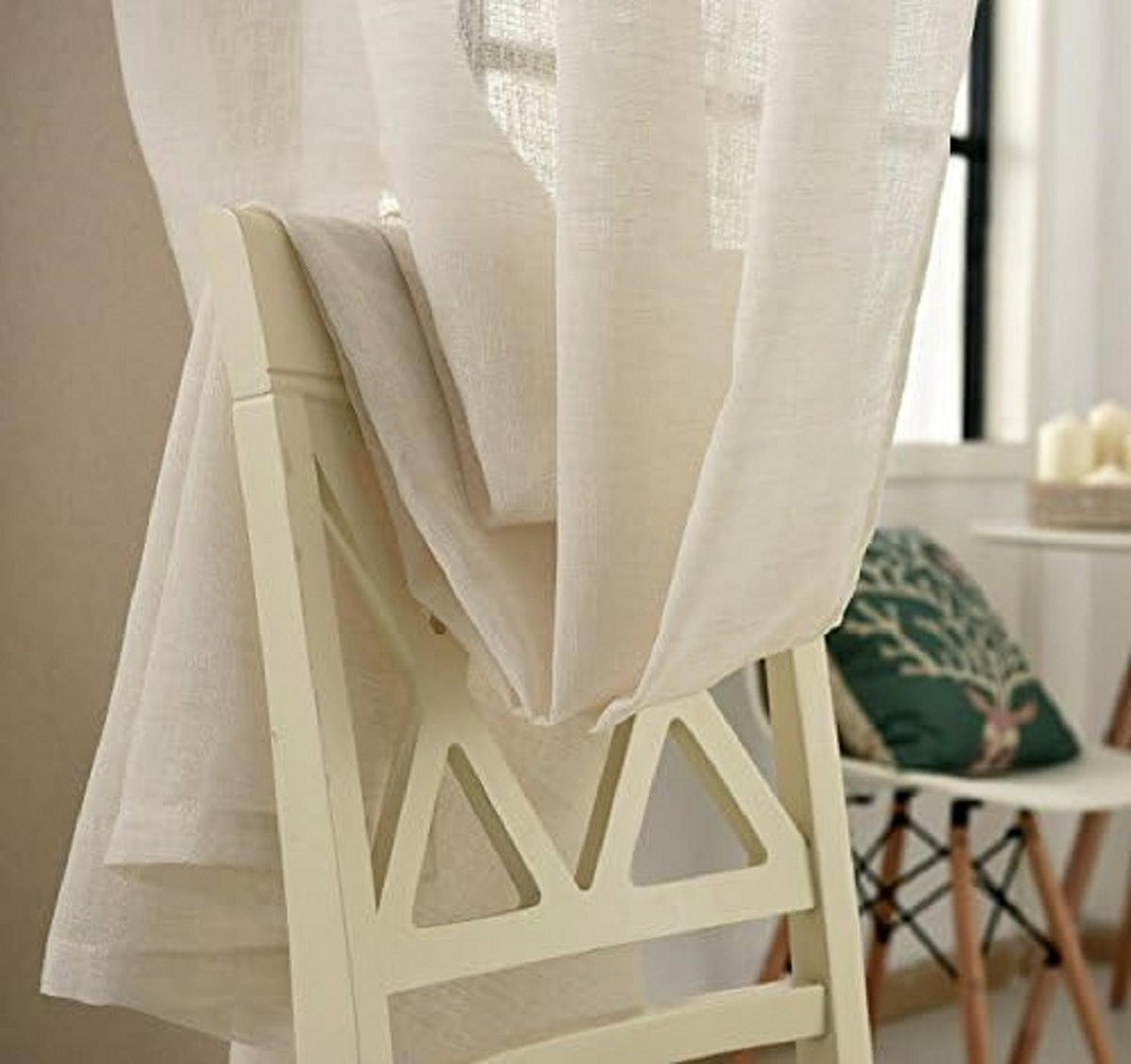 GARDINEN Leinenoptik 140 x 175 cm Crème 1 Stück - Creme, Kunststoff (140/175cm) - Woltu
