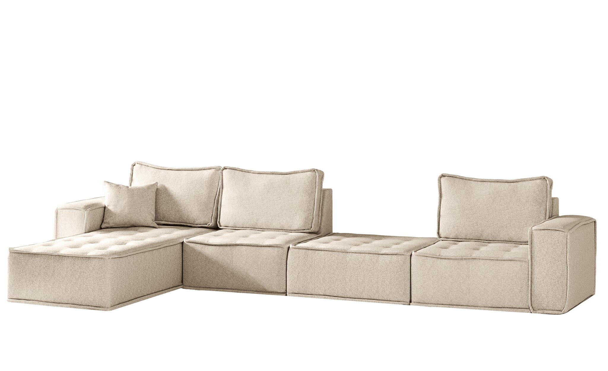 ECKSOFA Sande Xl In Raven - Creme, Holzwerkstoff/Textil (372/192cm) - Fun Möbel