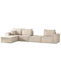ECKSOFA Sande Xl In Raven - Creme, Holzwerkstoff/Textil (372/192cm) - Fun Möbel