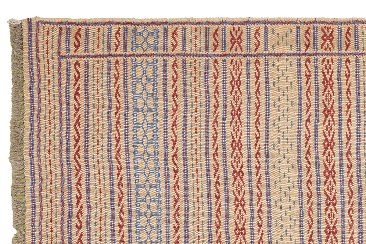 HANDWEBTEPPICH Kelim Kordi Beige 124/84 cm Schurwolle - Beige, Textil (84/124cm) - Looma