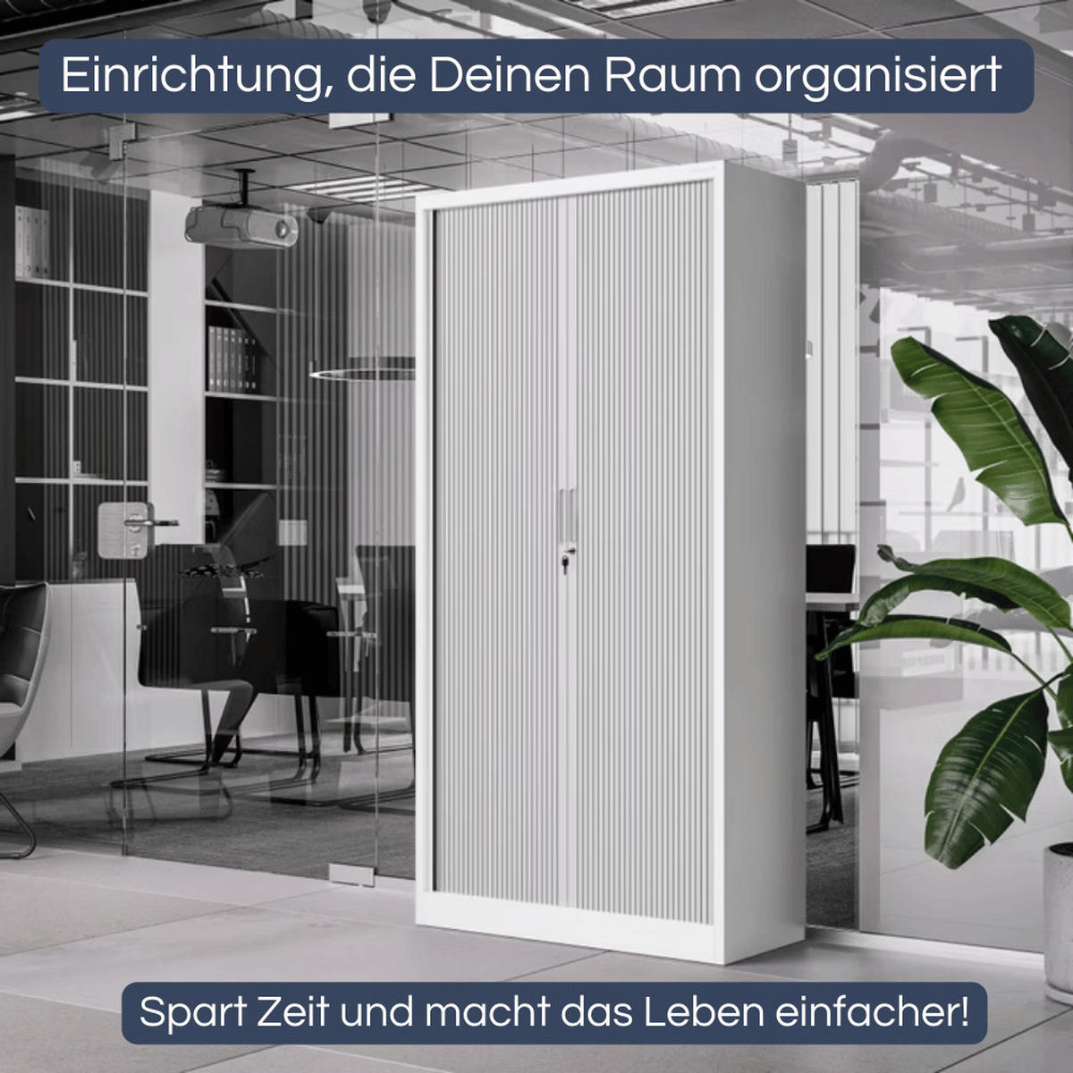 AKTENSCHRANK abschließbar KETI mit Rolladentüren 185x90x45cm Weiß-Grau - Weiß, Metall (90/185/45cm) - DELUKE