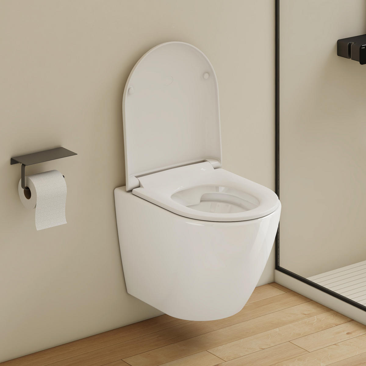 WAND-WC Spülrandlose CT02 49/37 cm Glänzend-Weiß - Weiß, Keramik (37/36/49cm) - EMKE