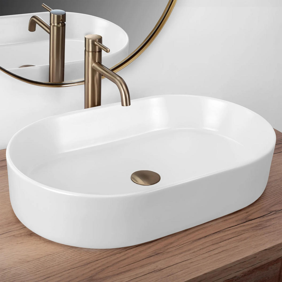 AUFSATZWASCHBECKEN Rea Nadia 60 White Matt - Weiß, Keramik (38.5/12/61cm) - REA