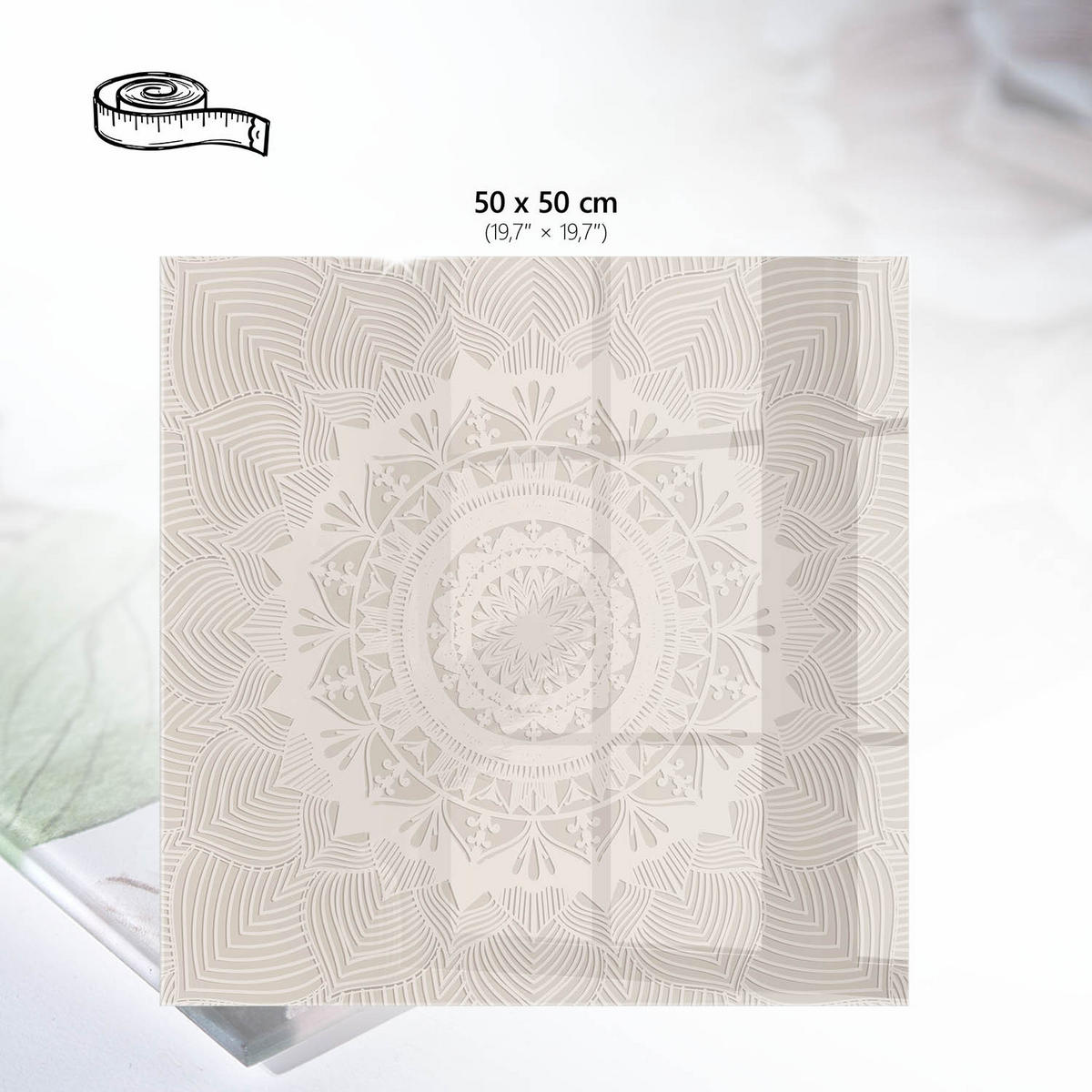 TISCHPLATTE 50x50 cm – Beige Mandala - Blau, Glas (50/50/0.4cm) - Wallfluent