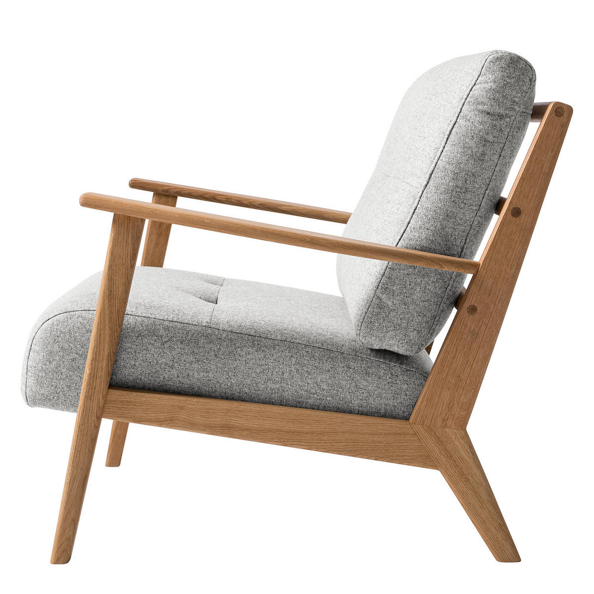 SESSEL - Hellgrau/Braun, Eichenholz/Holz (83/80/75cm) - home24