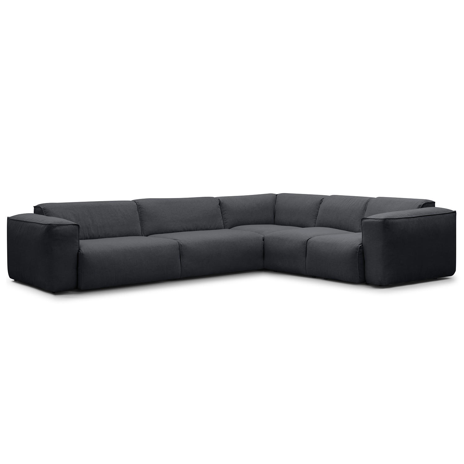 ECKSOFA mit Rundecke - Schwarz/Grau, Kunststoff/Textil (325/260cm) - home24