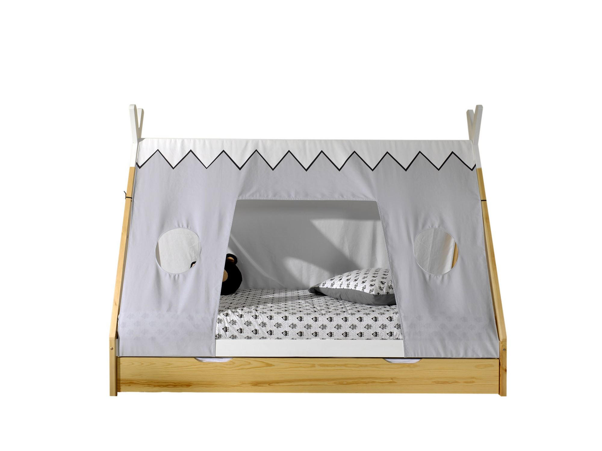 TIPIBETT Karyn 7 206x158x98 aus Kiefer Massivholz in Weiß/natur - Kieferfarben, Holz (90/200cm) - 58aufmkessel