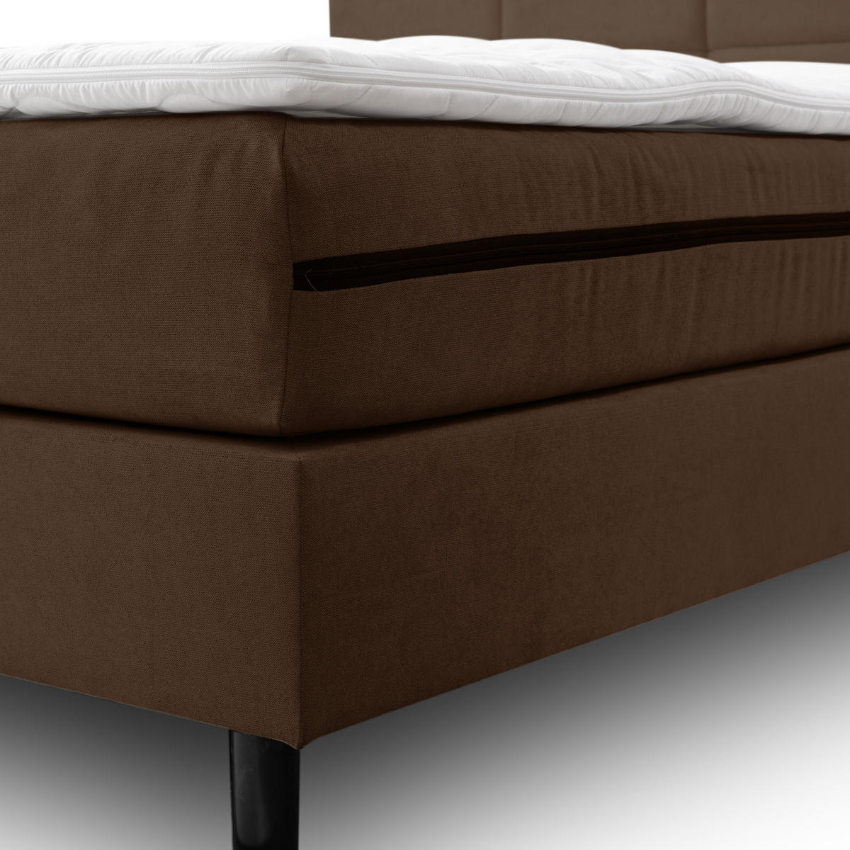 BOXSPRINGBETT Paris, Polsterbett Maße: 160x200 cm, Farbe: Braun, Velourstoff, Doppelbett mit Bonell-Matratze H3 inkl. Topper - Braun, Holz/Kunststoff (160/200cm) - VENASI MÖBEL