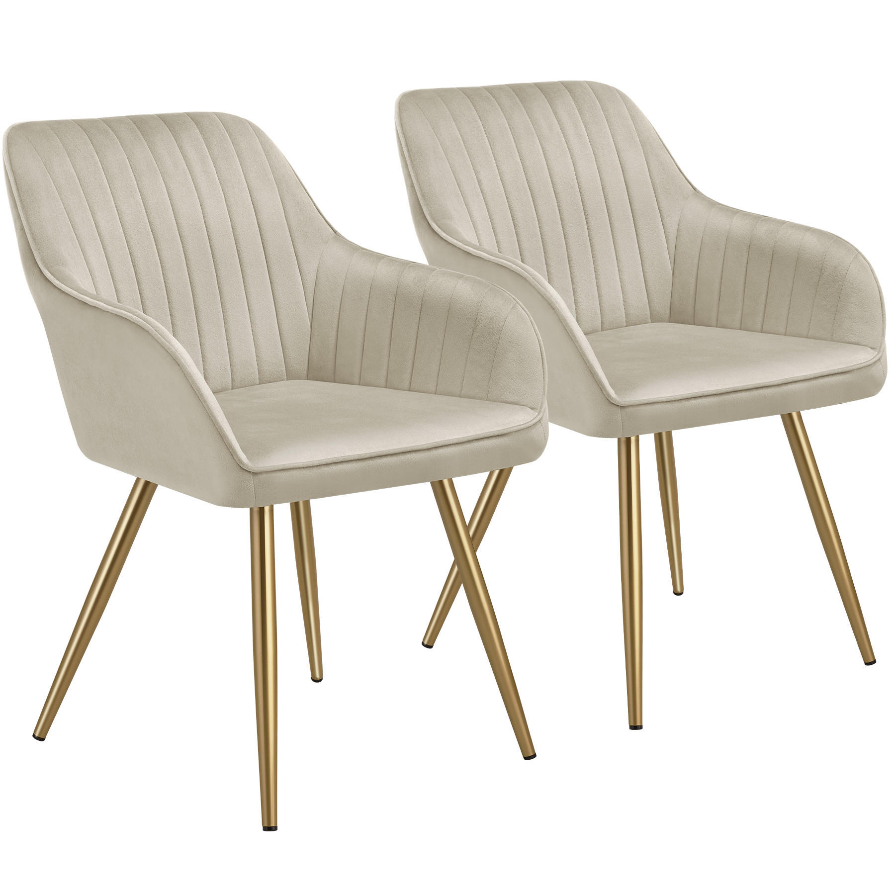 ESSZIMMERSTUHL 2er Set Marilyn 58 x 62 x 82 cm creme/gold - Goldfarben/Creme, Kunststoff (58/82/62cm) - tectake
