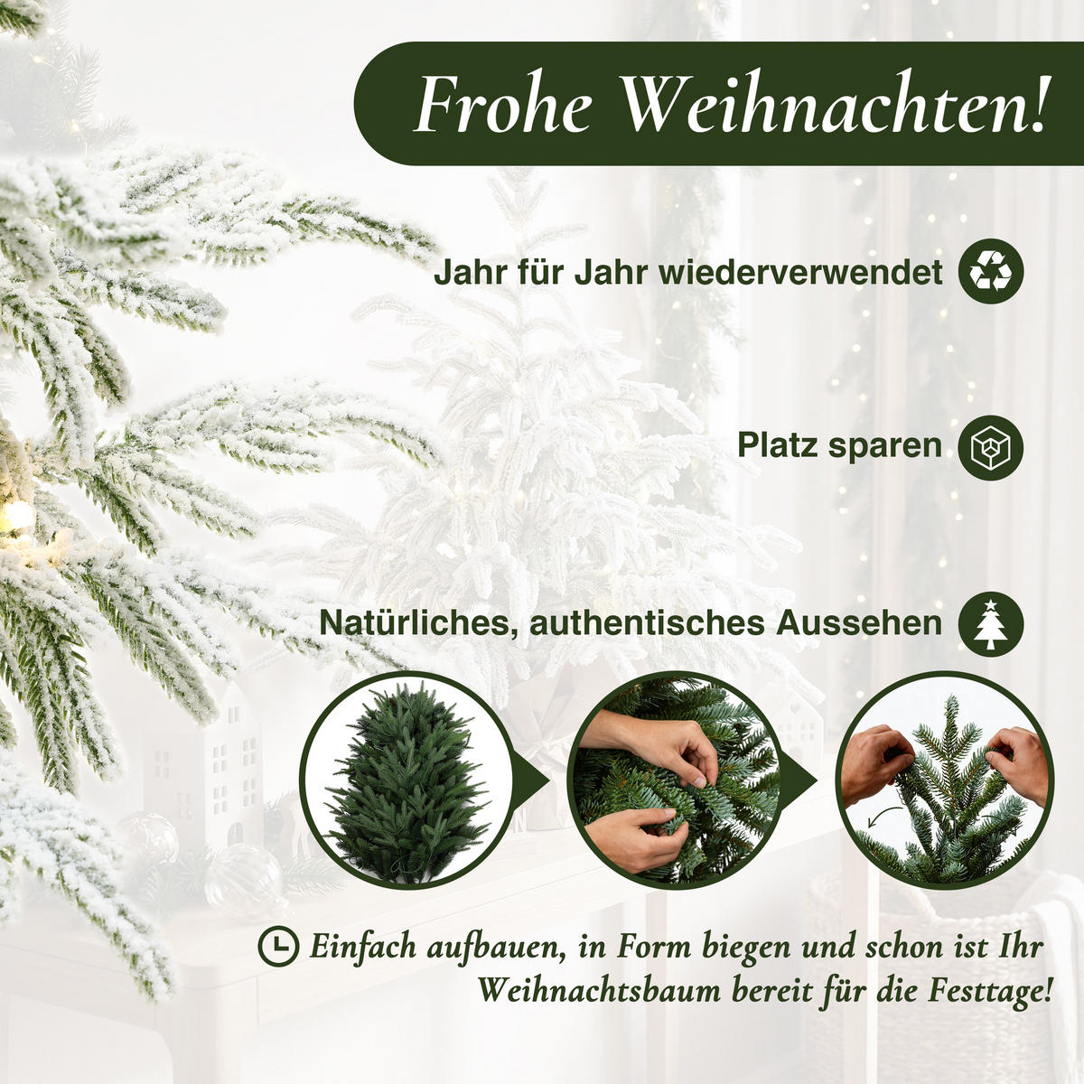 KÜNSTLICHER Weihnachtsbaum mit Beleuchtung, Kleiner Christbaum - Grün, Kunststoff/Metall (60cm) - Hometopia