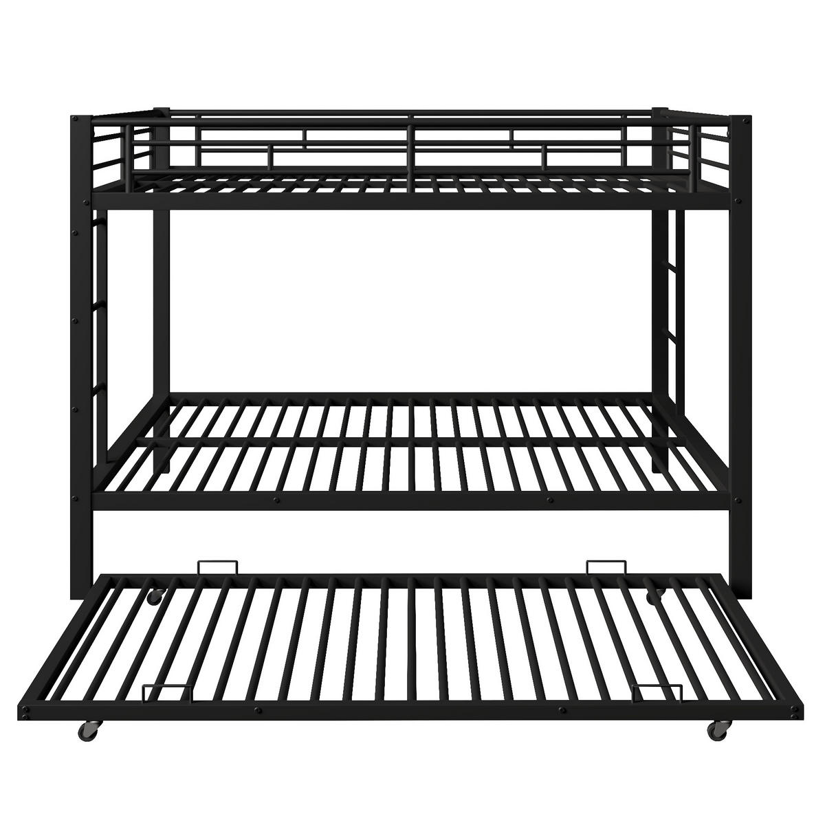 ETAGENBETT 140/200 cm Schwarz mit Ausziehbett 90/190 cm - Schwarz, Metall (140/200cm) - Oxeza