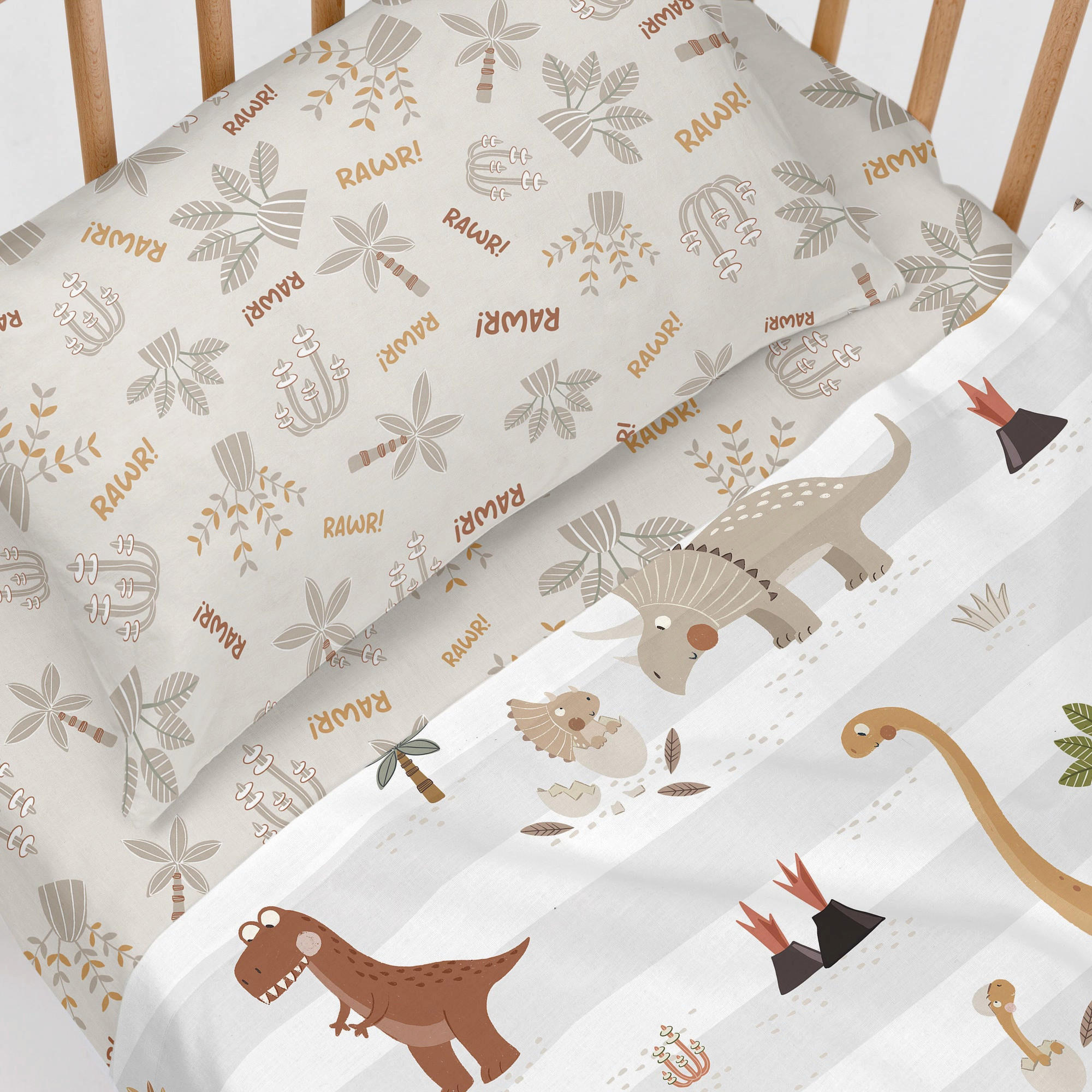 BETTWÄSCHE 2er-Set teiliges dino family 100x130 cm (kinderbett) mehrfarbig - Multicolor, Textil (100/130cm) - Happy Friday
