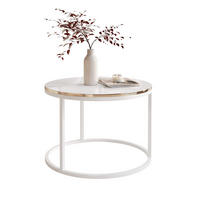 COUCHTISCH 60 cm rund Weiß Hochglanz + Gold, Weiß Gestell - Weiß Hochglanz/Goldfarben, Holzwerkstoff (60/60/42cm) - Idohome