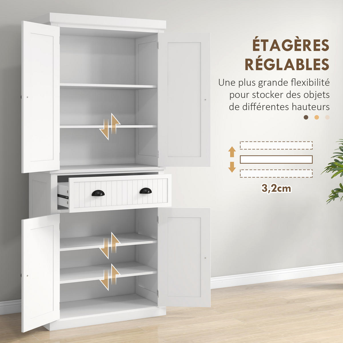 HIGHBOARD DE-11214 4 Türen Weiß - Weiß, Holzwerkstoff (40.2/183/76.2cm) - ComfortXL