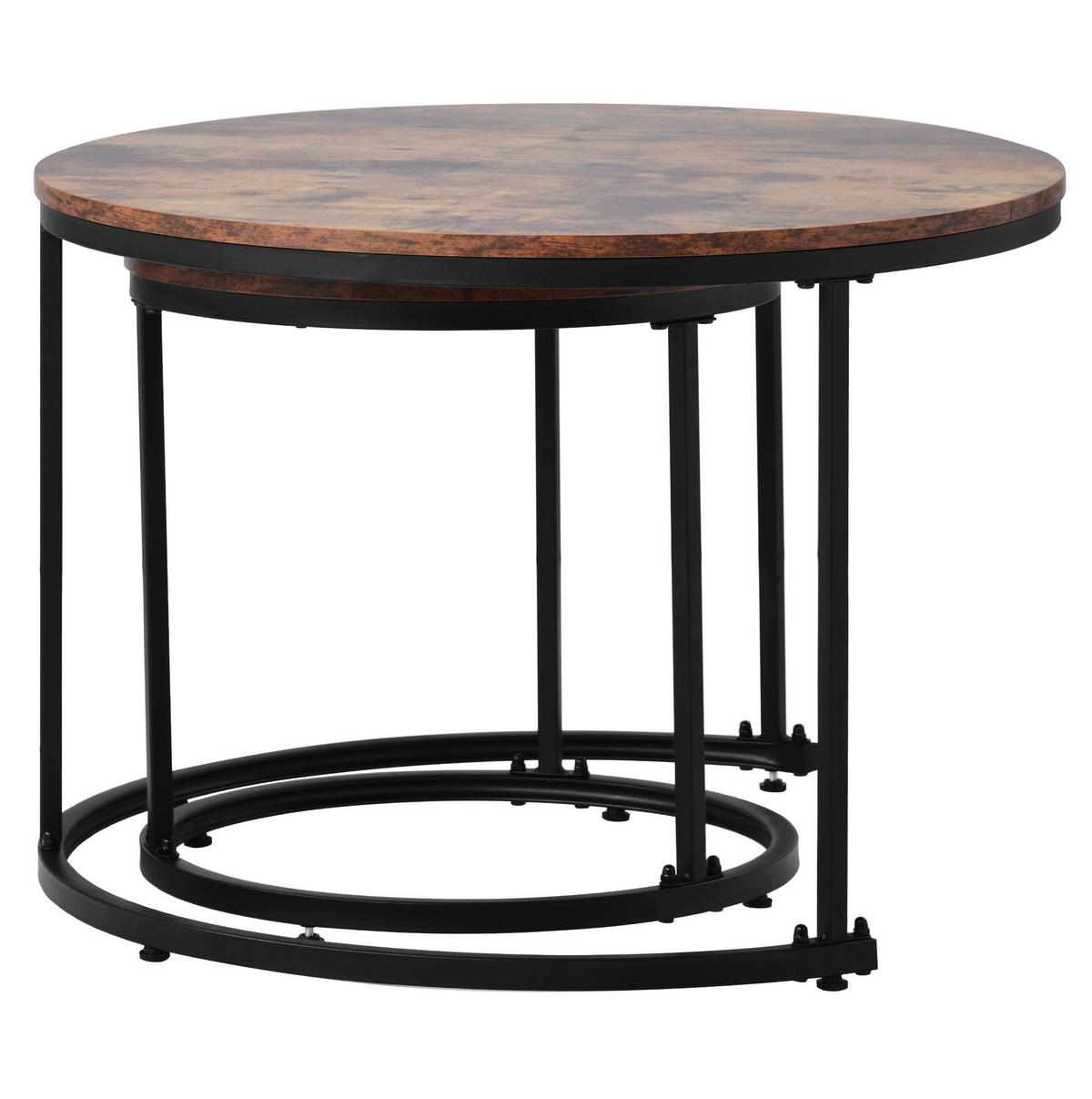 COUCHTISCH 2er Set rund braun 50/70,5 cm und 45,5/44 cm - Braun, Holzwerkstoff (70.5/70.5/50cm) - OKWISH