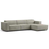 ECKSOFA mit Longchair - Graubraun/Schwarz, Kunststoff/Textil (294/177cm) - home24