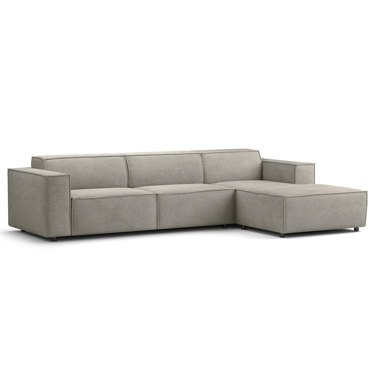 ECKSOFA mit Longchair - Graubraun/Schwarz, Kunststoff/Textil (294/177cm) - home24