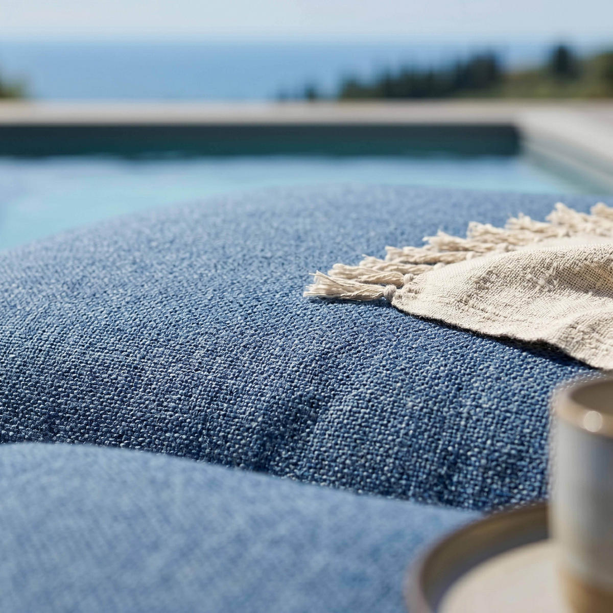 GARTENSOFA mit 2 Sitzplätzen, Pazifikblau - Blau, Textil - Oviala